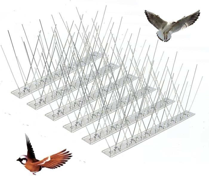 Pics Anti-pigeons Acier Inoxydable | Lot De 4x25cm | Protection Balcon Et Toit | Dissuasif Humane