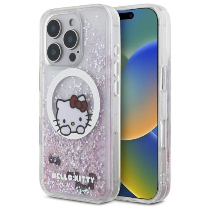 Coque Hello Kitty Liquid Glitter Sweet Kitty Bows MagSafe pour iPhone 16 Pro