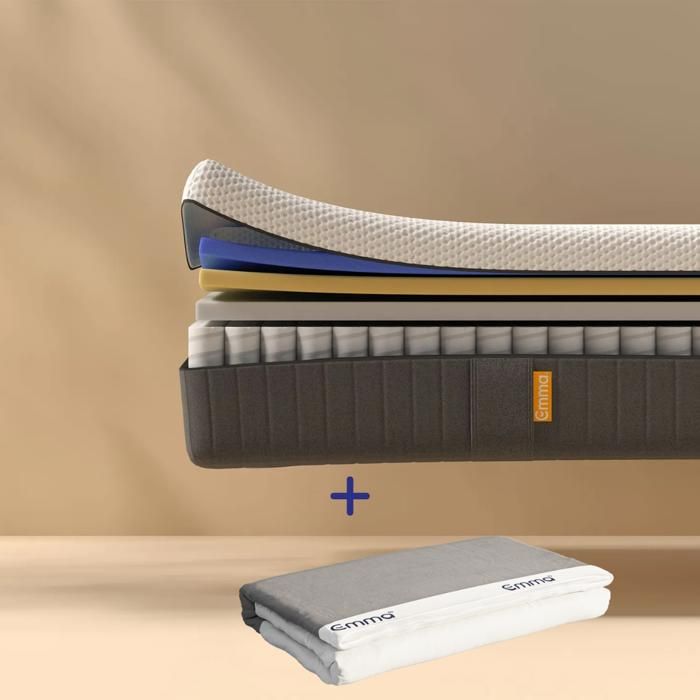 EMMA Matelas Emma Original 200x200 + Protège-matelas Imperméable Emma + Mémoire de Forme + Ressorts