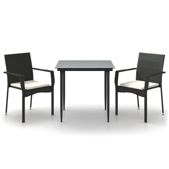 Bonne qualité Salon d'extérieur Ensemble à manger de jardin avec coussins 3 pcs 2 chaises de jardin avec table DECO - vue 6