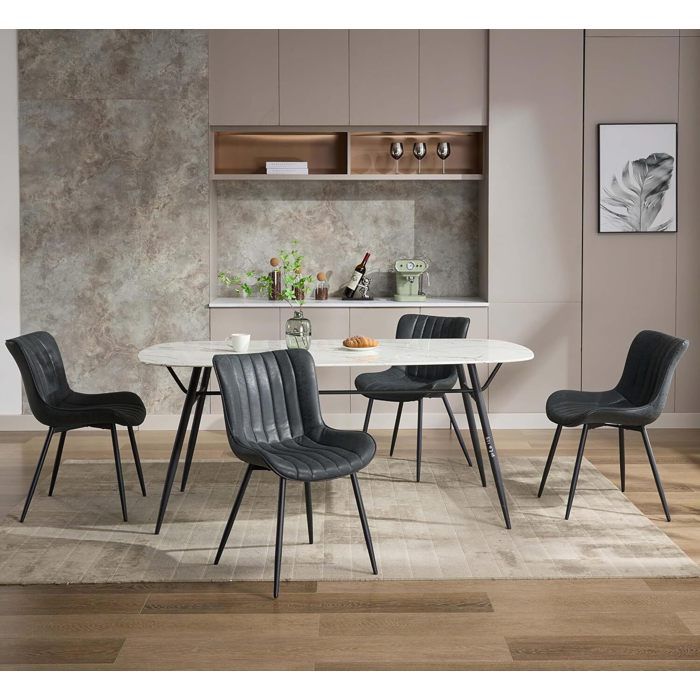 Set De 4 Chaises De Salle à Manger Velours Anthracite – ML DESIGN