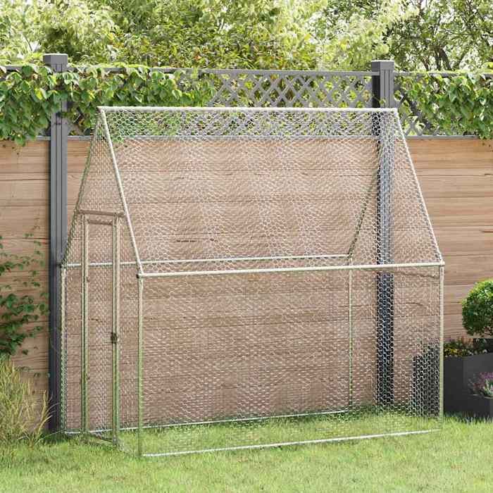 Meilleurs prix pour Cage pour poules argenté 200x100x190cm - Usage Intérieur/jardin - VIDAXL - design-classique acier galvanisé EU25_X38703