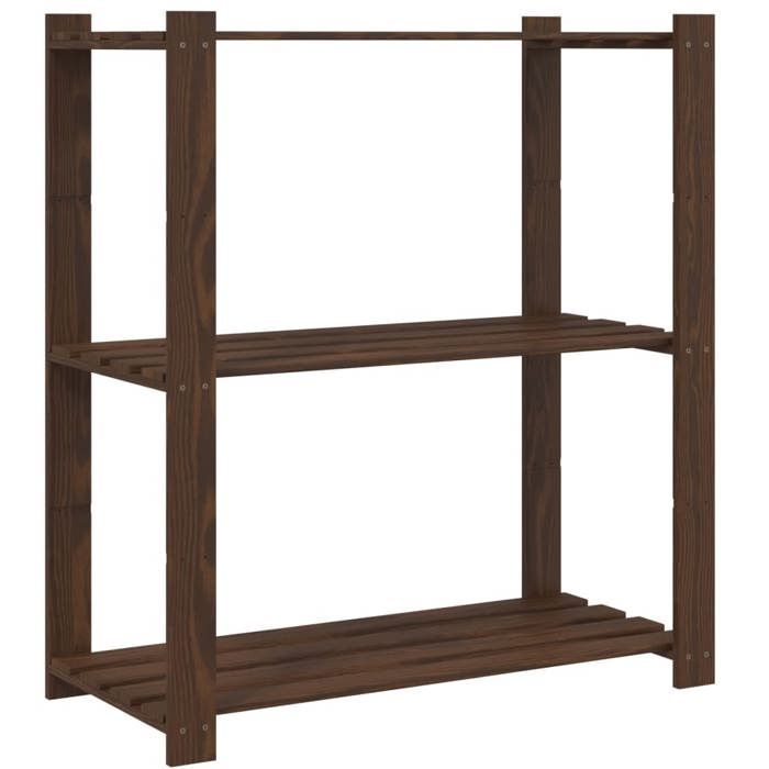 Étagère de rangement en bois - vidaXL - 3 niveaux - 80x38x90 cm - Bois de pin massif - Capacité 150 kg - Marron