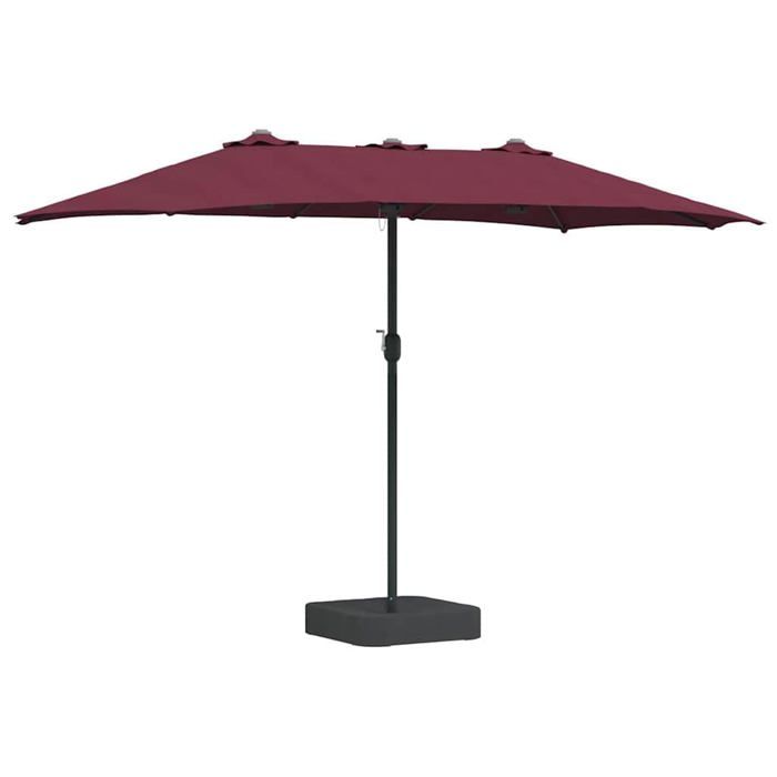 Parasol de jardin à double tête - vidaXL - 385x209x244 cm - Rouge bordeaux - Manivelle intégrée - Pliable