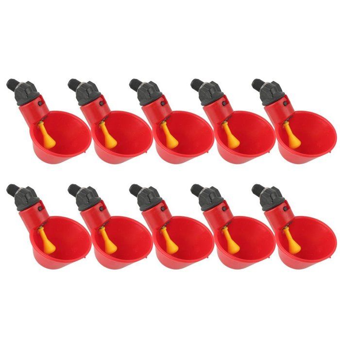 Abreuvoir Poules 10pcs Abreuvoir Poule à La Volaille Bols Distributeur De Boisson Rouge Troupeau Canard Oiseau Alimentation Eau