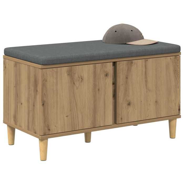 [43827]Banc dentrée - Meuble d Entrée - Grand espace de rangement - avec coussin Chêne artisanal 60x38x46 cmPoids:15.22 Kg