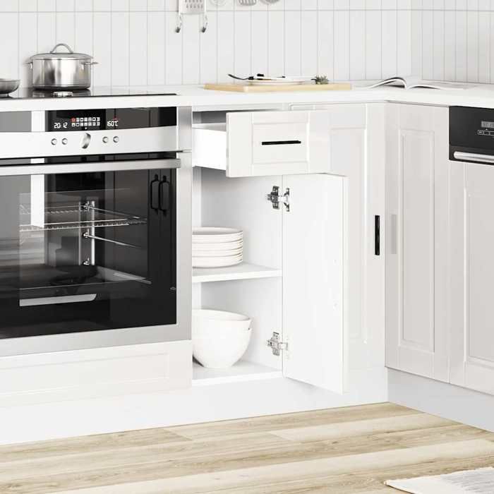 BUFFET de cuisine - Vaisselier/Armoire rangement - Porto blanc brillant bois ingénierie 30x46x81.5 cm L526