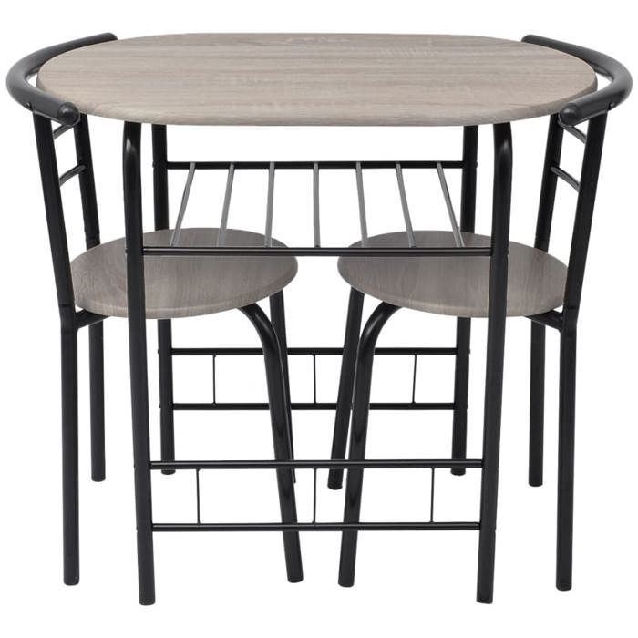 Table de salon 2/4 personnes + chaises Noir - Ensemble de meuble pour salle à manger MDF 626 804285011