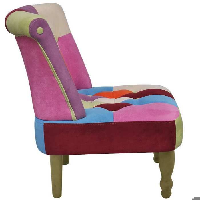 Chaise française pour salon - Fauteuil et chaise - au design patchwork tissu -(8 kg) 741ROA