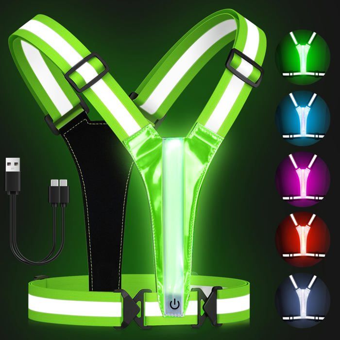 Gilet de course réfléchissant à LED Équipement de course réfléchissant haute visibilité Gilet de course lumineux rechargeable