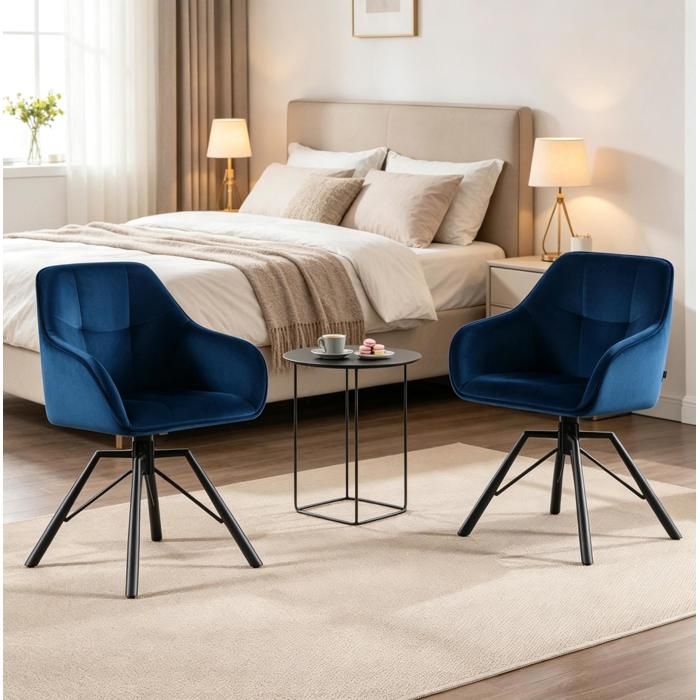 Deux chaises de cuisine pivotantes avec dossier moelleux largeur ergonomique pour espace repas