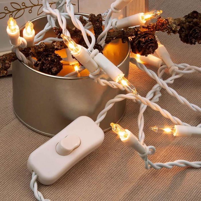 Guirnde lumineuse intérieure alimentée en courant20 lumières / éciré 285m Câble Bnc Lampe Transparent