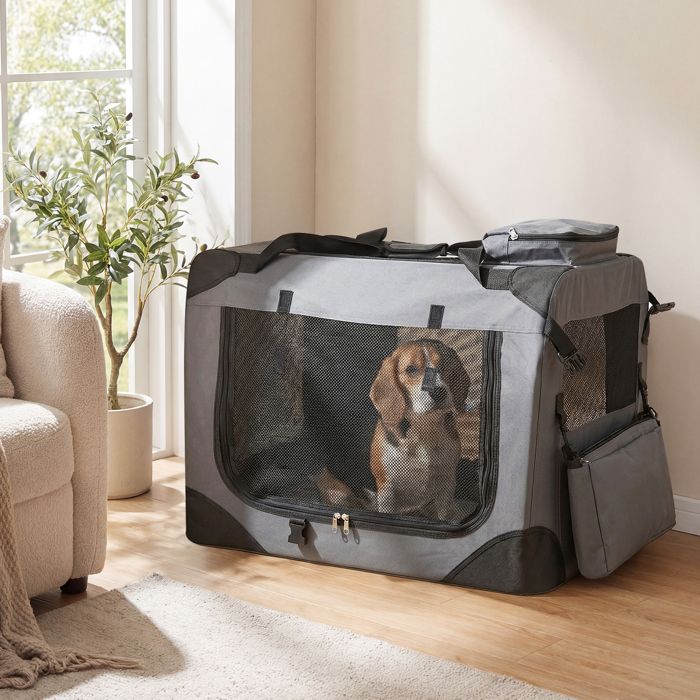 Sac de Transport Pliable COSTWAY pour Animaux Jusquà 16kg 3 Portes Fermeture Zippée Coussin Amovible Poches de Rangement Gris Sac de Transport Pliable COSTWAY pour Animaux Jusquà 16kg 3 Portes Fermeture Zippée Coussin Amovible Poches de Rangement Gris