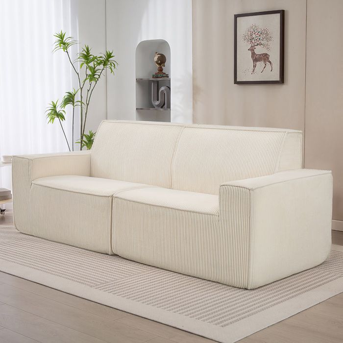 Canapé 3 places - CRESTA - 230 cm - velours côtelé - beige - pas de montage Canapé 3 places - CRESTA - 230 cm - velours côtelé - beige - pas de montage