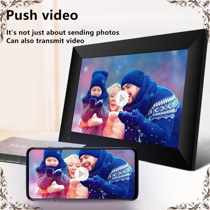 Cadre Photo Numérique 10,1" Wi-Fi - Mémoire 64 Go, écran Tactile IPS, Application Frameo, Rotation Automatique