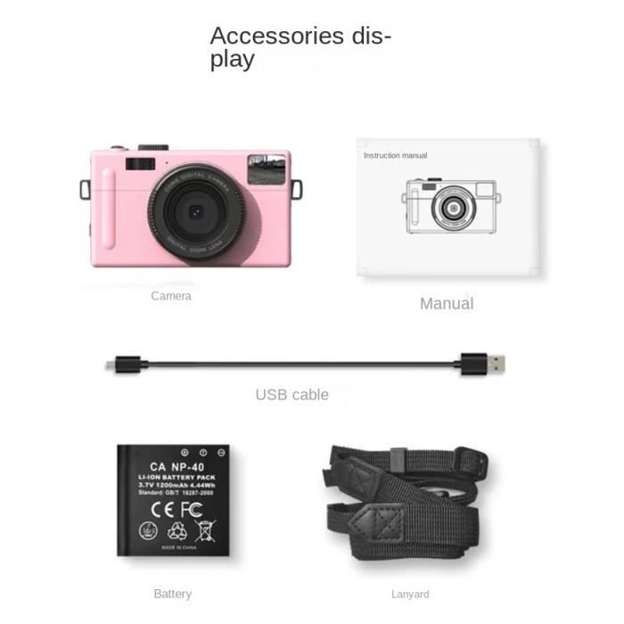 Rose avec 16G TF-AUSconvex-Mini caméra d'action 2.7K, caméscope, prix ...