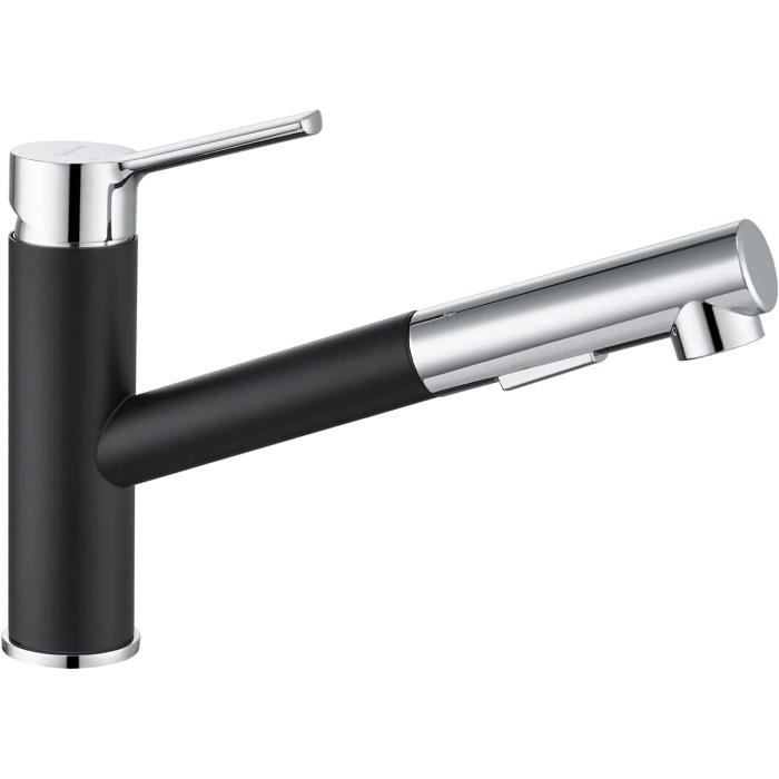 LOVHAUS Robinet De Cuisine Extractible, Robinet De Cuisine Haute Pression Mitigeur Noir Orientable A 360 Robinet Evier En L 97659829