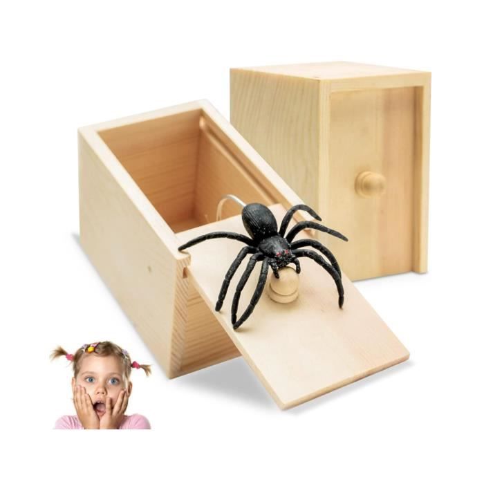 Boite Surprise Araignee,Boîte Araignée Boîte de Blague d'araignée Spider Box Fausses Araignées Boîte Jouet Farce d'araignéeHalloween