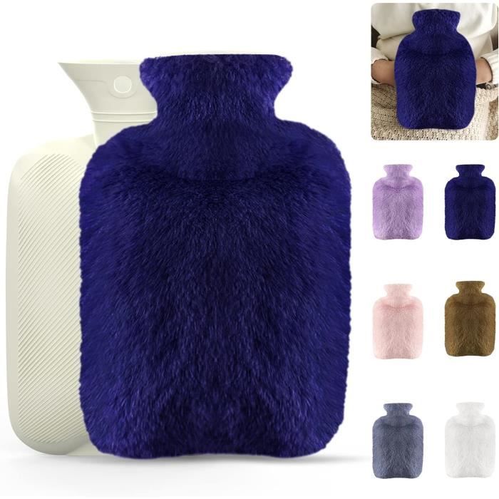 Bouillotte D'eau Chaude 2L Avec Housse En Peluche Douce - Gris - Adulte - Pour Soulager Les Douleurs
