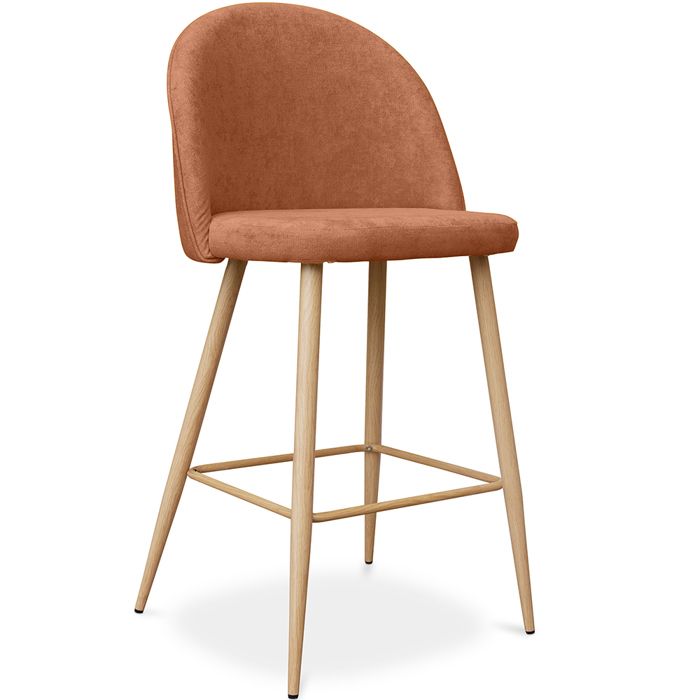 Tabouret tapissé en tissu - design scandinave - 66cm - Bennett Orange