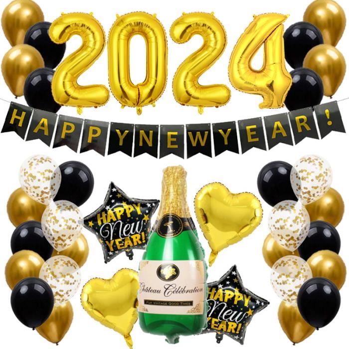 Decoration Nouvel an 2024 Décoration Ballon Deco Nouvel an 2024 Déco jour  de l'an Decoration 2024 Happy New Year 2024