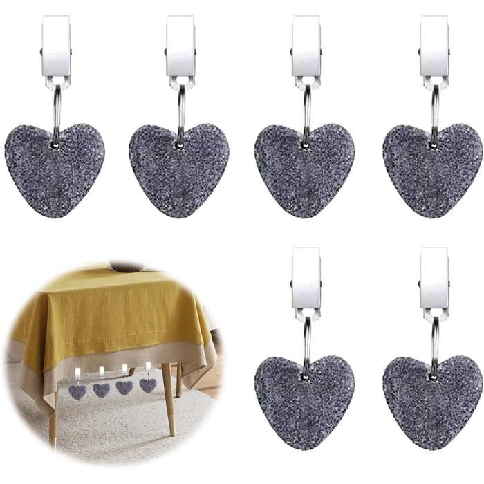Poids De Nappe En Marbre Naturel – Lot De 10 Avec Clips – Forme Cœur, Gris Et Blanc – Pour Extérieur, Mariage, Pique-nique, Stabilisation Anti-vent