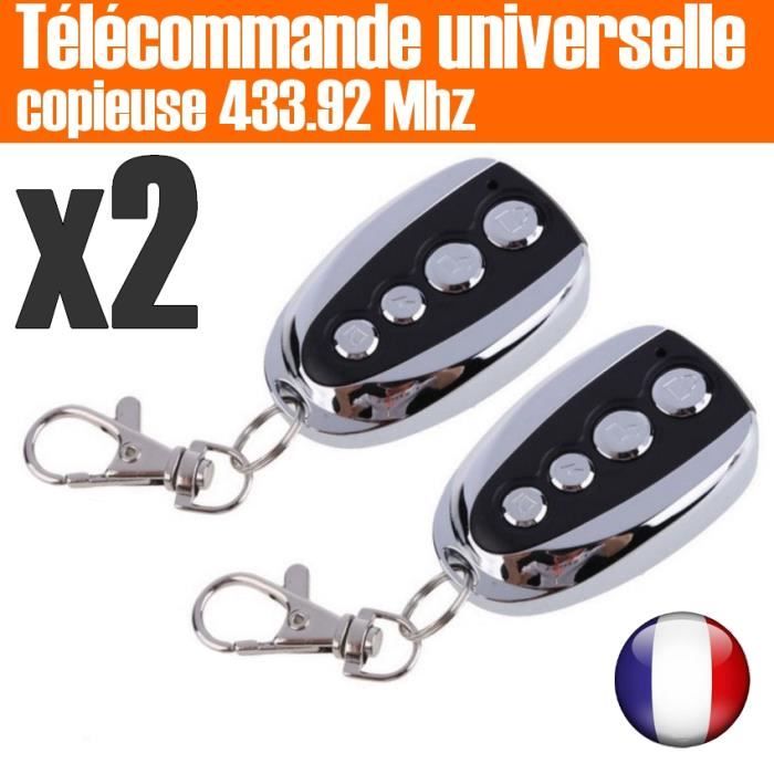 TELECOMMANDE UNIVERSELLE DE PORTAIL 433.92 MHZ COPIEUSE 4 CANAUX 