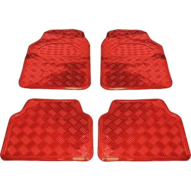 Tapis de sol pour voiture aluminium rouge