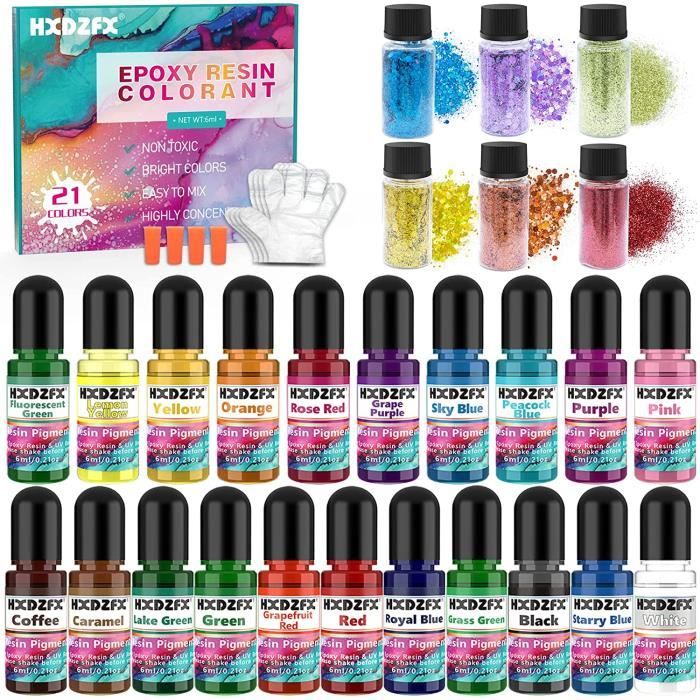 Pigment Resine Epoxy - 21 Couleurs Colorant Resine Epoxy Liquides  Transparents, 6 Couleurs Paillette Resine Epoxy, Colorant A196 - Cdiscount  Auto