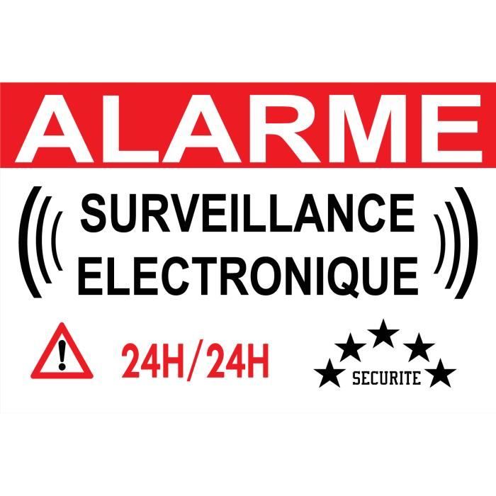 Autocollant "Alarme Surveillance Électronique" - Sticker Dissuasif 8 Cm De Diamètre