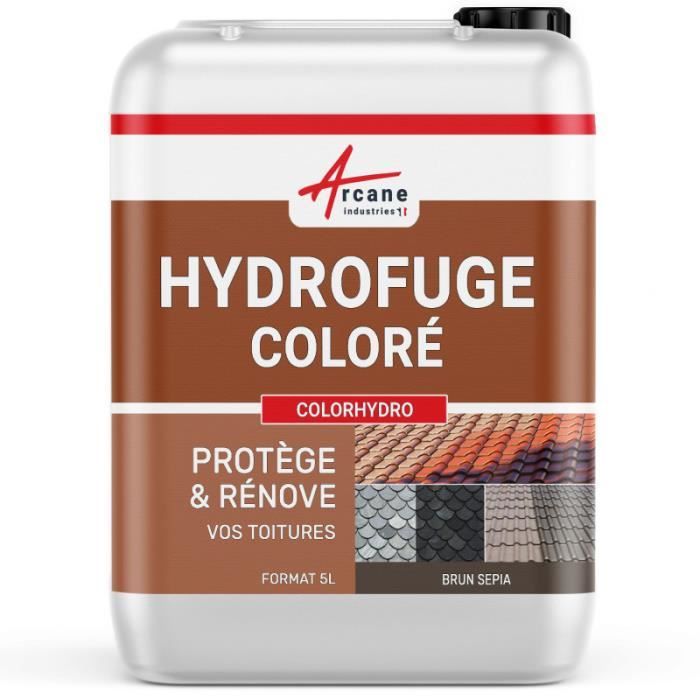 Hydrofuge coloré imperméabilisant toiture tuiles, fibrociment, ardoise Brun Sepia (Ral 8014) - 5 L (jusqu a 20m²)