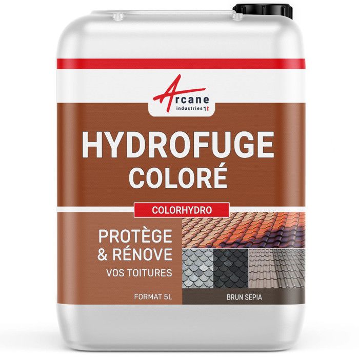 Hydrofuge coloré imperméabilisant toiture tuiles, fibrociment, ardoise Brun Sepia (Ral 8014) - 5 L (jusqu a 20m²)