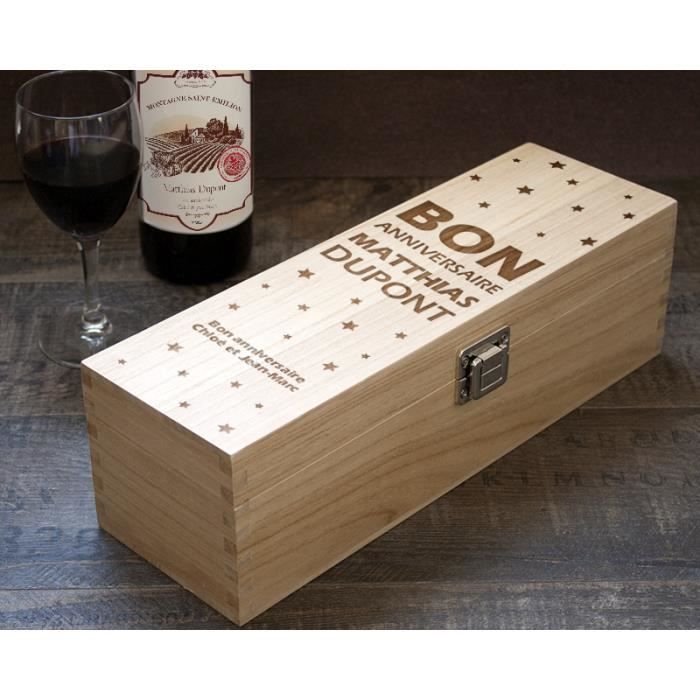 Caisse A Vin En Bois Gravee Bon Anniversaire La Cave Cdiscount Caisse A Vin En Bois Gravee Bon Anniversaire La Cave Cdiscount