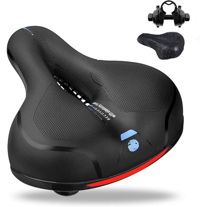 Selle De Vélo Extra Large Et Confortable - Unisexe, Respirante, Avec Amortisseurs - Pour VTT, Ville, Vélo électrique