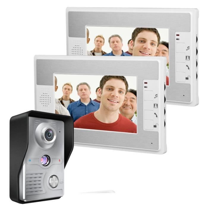 Fonction interphone int/érieur Appel /étanche Surveillance Interphone vid/éo Couleur 7 Pouces avec Vision Nocturne interphone EU d/éverrouillage