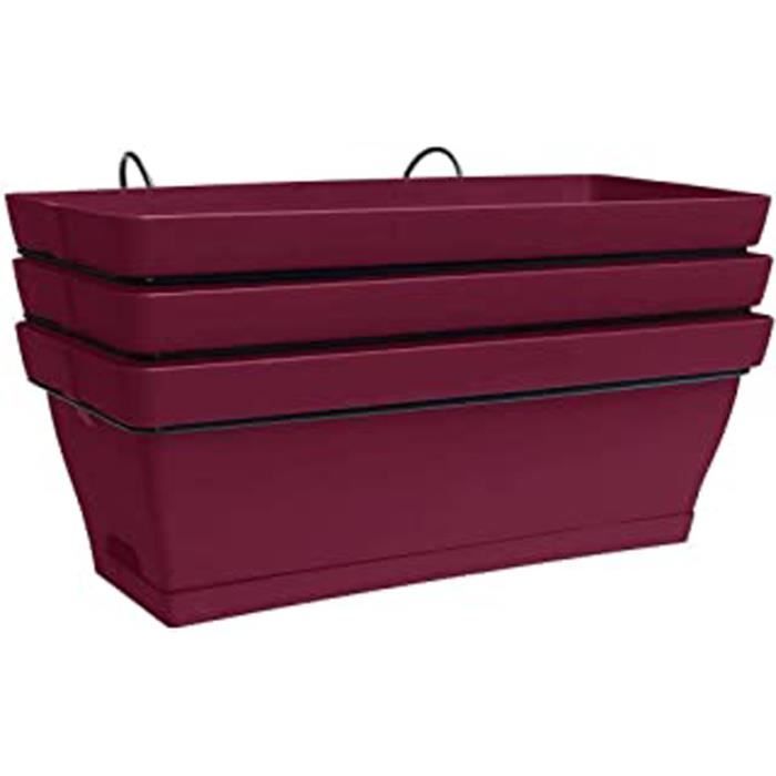 Poétic - Lot 2 jardinières Roméo 50 soucoupe clipsée Griotte 11L