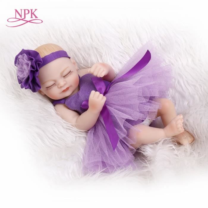 Npk 10inch Miniature Bebe Premature Bebe En Silicone Souple Toucher Veritable Belle Robe Pourpre Cdiscount Jeux Jouets