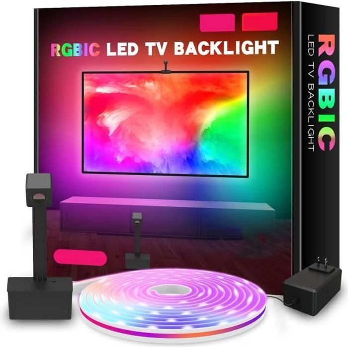 2 Barres LED RGB Intelligentes - Synchronisation Avec La Musique, Contrôle Par Appli Et Télécommande - Pour TV, PC, Gaming, Décoration Ambiante - 12