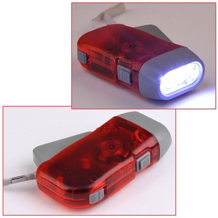 Mini 3 Led Dynamo Wind Up Lampe De Poche A Main Pression Lampe