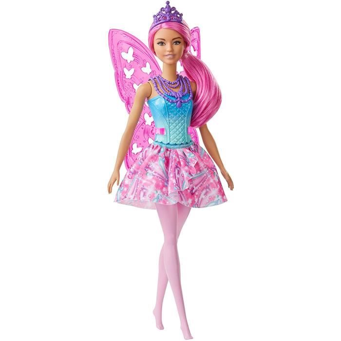 Poupee Barbie Dreamtopia fee aux cheveux roses avec ailes et diademe BARBIE GJJ99 Rose Enfant Fille