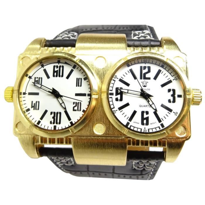 Montre 2 fuseaux horaires homme clearance