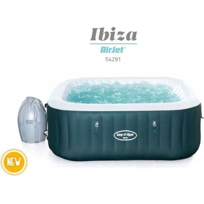 Spa Gonflable Lay-Z-Spa Ibiza 4-6 Personnes - 180x180cm Avec 140 Jets D'air Et Chauffage 40°C