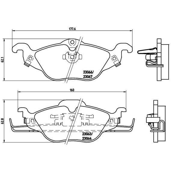 BREMBO Kit de Plaquettes de frein P59030 - 4 pièces