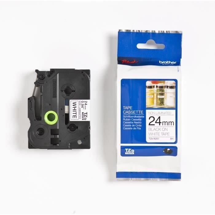 Brother TZeN251 Bande non plastifiée sur Rouleau 2 4 cm x 8 1 rouleau x pour P Touch PT 18 2030 2430 3600 D600 E500 E550 H500 P700 P750 P Touch EDGE PT P750 - vue 9