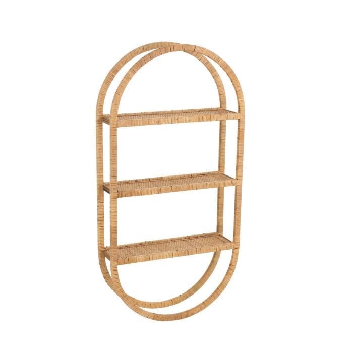 etagere murale ovale 3 planches pliable rotin naturel - calicosy bois clair