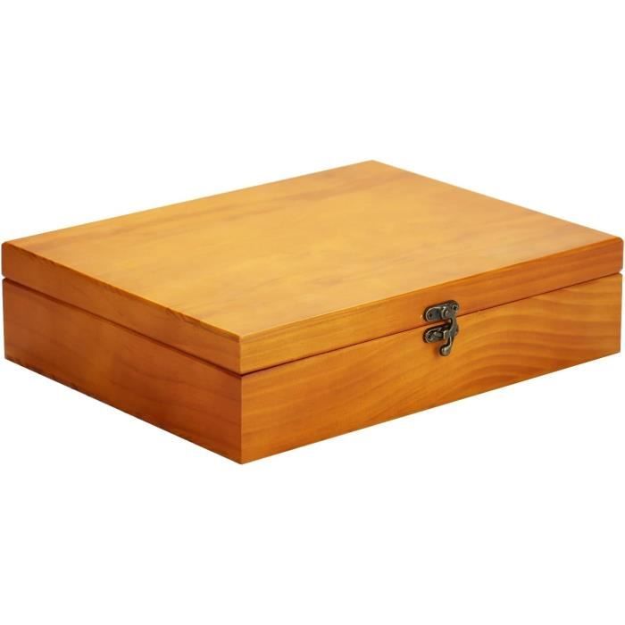Boîte à Souvenirs En Bois Motif Cheval - Coffret Avec Charnières Et Fermoir - Dimensions 24x19.5x10.3 Cm