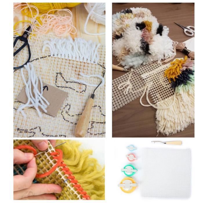 Fabrication de tapis Kit bricolage tapis vierge tissage tricot crochet de  verrouillage crochet aiguille pour bricolage décoration - Cdiscount Auto