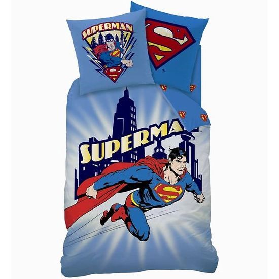 Housse de Couette et Taie Oreiller SUPERMAN CITY - Cdiscount Maison