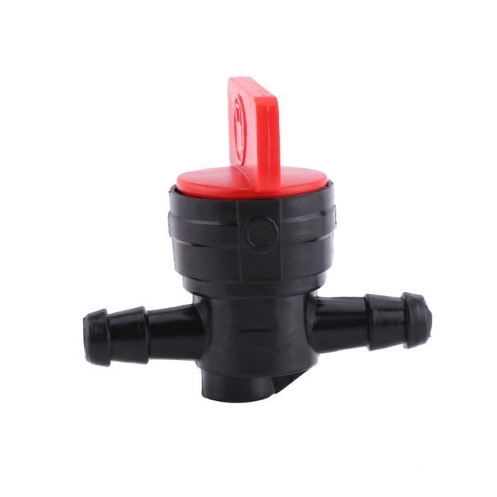Robinet Carburant Universel 6mm On/Off - Pour Tuyau 1/4 - Noir/Rouge