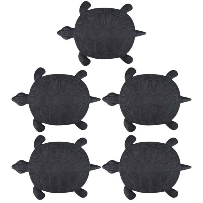Pas japonais rectangulaire - ESSCHERT DESIGN - motif tortue - Fonte - Noir - Lot de 5